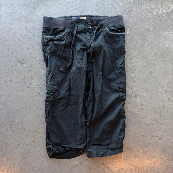 Vintage Pants - Vintage Y2k Black Cargo Baggy Drawstring Skater Capris Women's 8 Medium